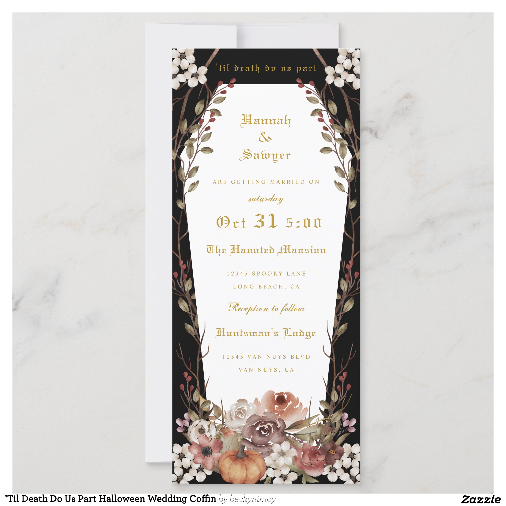 'Til Death Do Us Part Halloween Wedding Coffin Invitation
