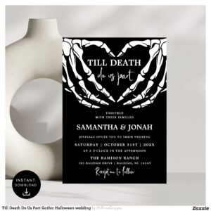 Till Death Do Us Part Gothic Halloween wedding Invitation