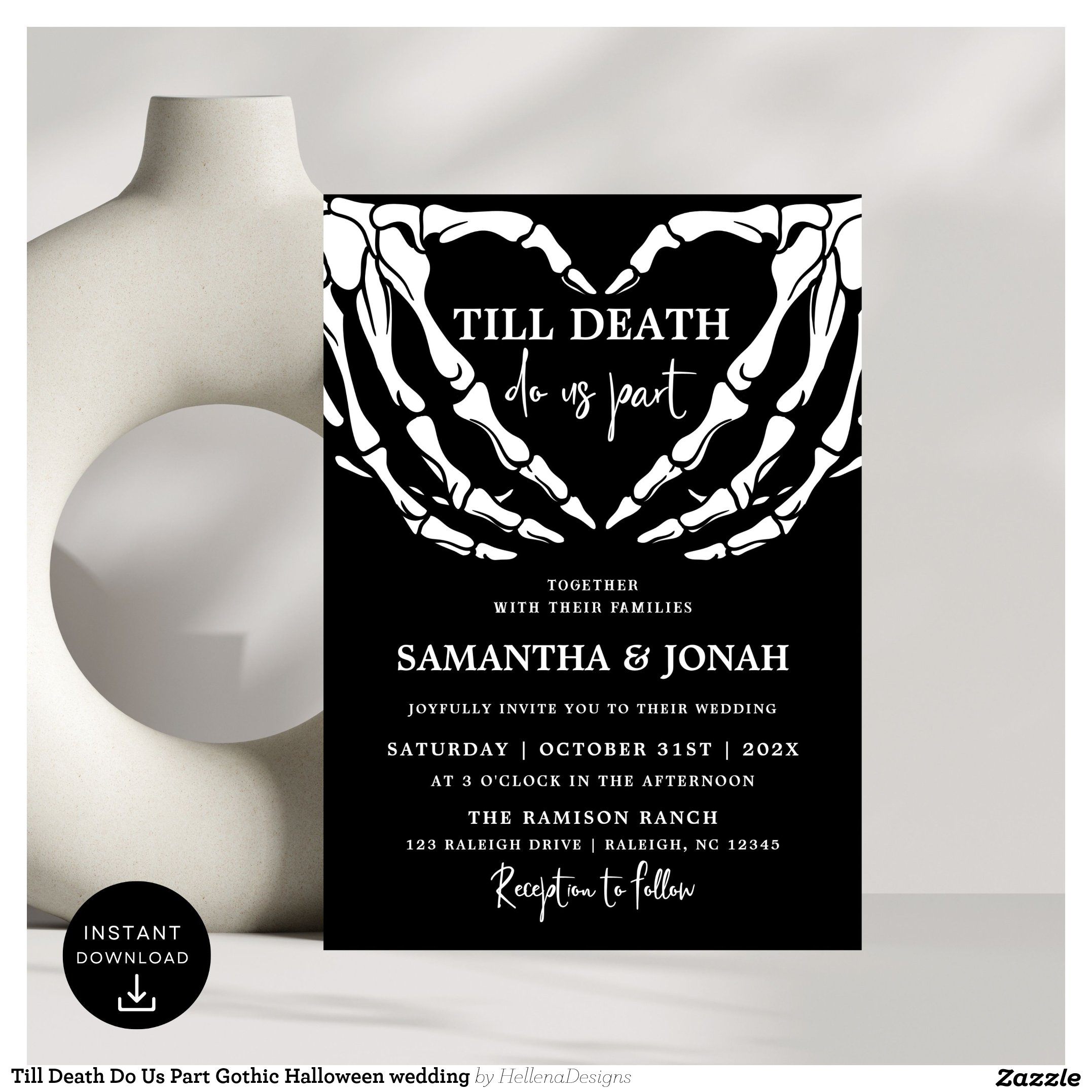 Till Death Do Us Part Gothic Halloween wedding Invitation