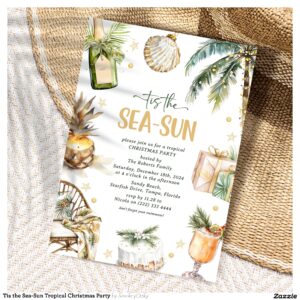 Tis the Sea-Sun Tropical Christmas Party Invitation