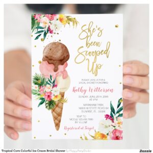 Tropical Corn Colorful Ice Cream Bridal Shower Invitation