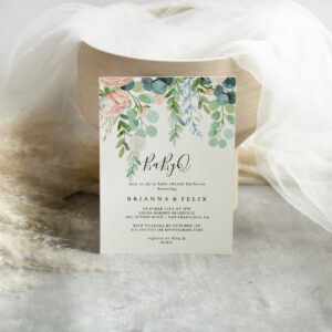 Tropical Floral BabyQ Baby Shower Barbecue Invitation