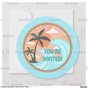 Tropical Hawaiian Island Palm Trees Invitation
