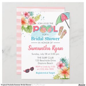 Tropical Poolside Summer Bridal Shower Invitation