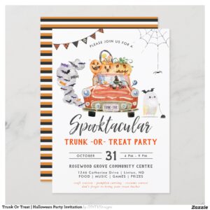 Trunk Or Treat Halloween Party Invitation