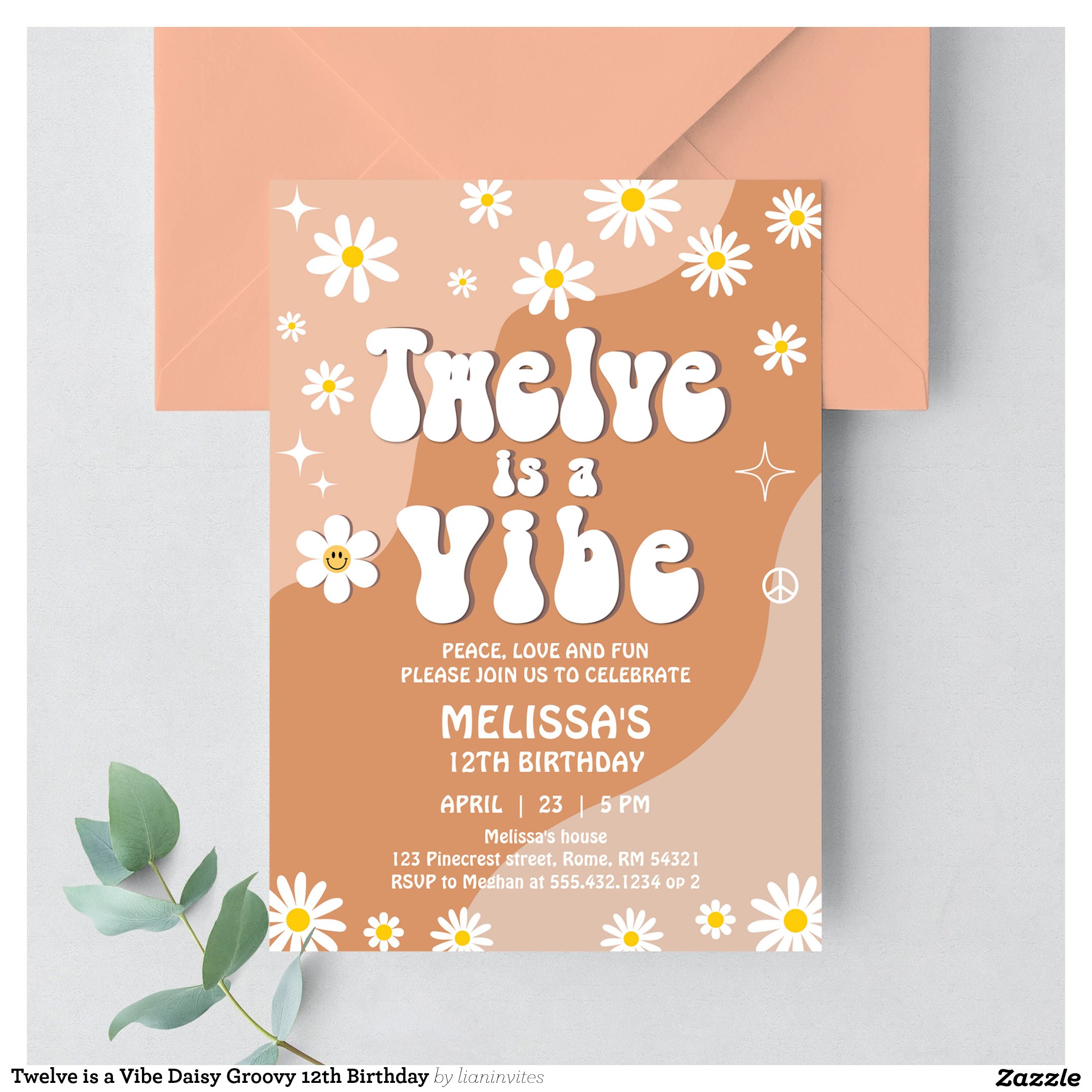 Twelve is a Vibe Daisy Groovy 12th Birthday Invitation