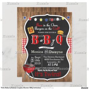 Twin Baby Q BabyQ Couples Shower BBQ Invitation