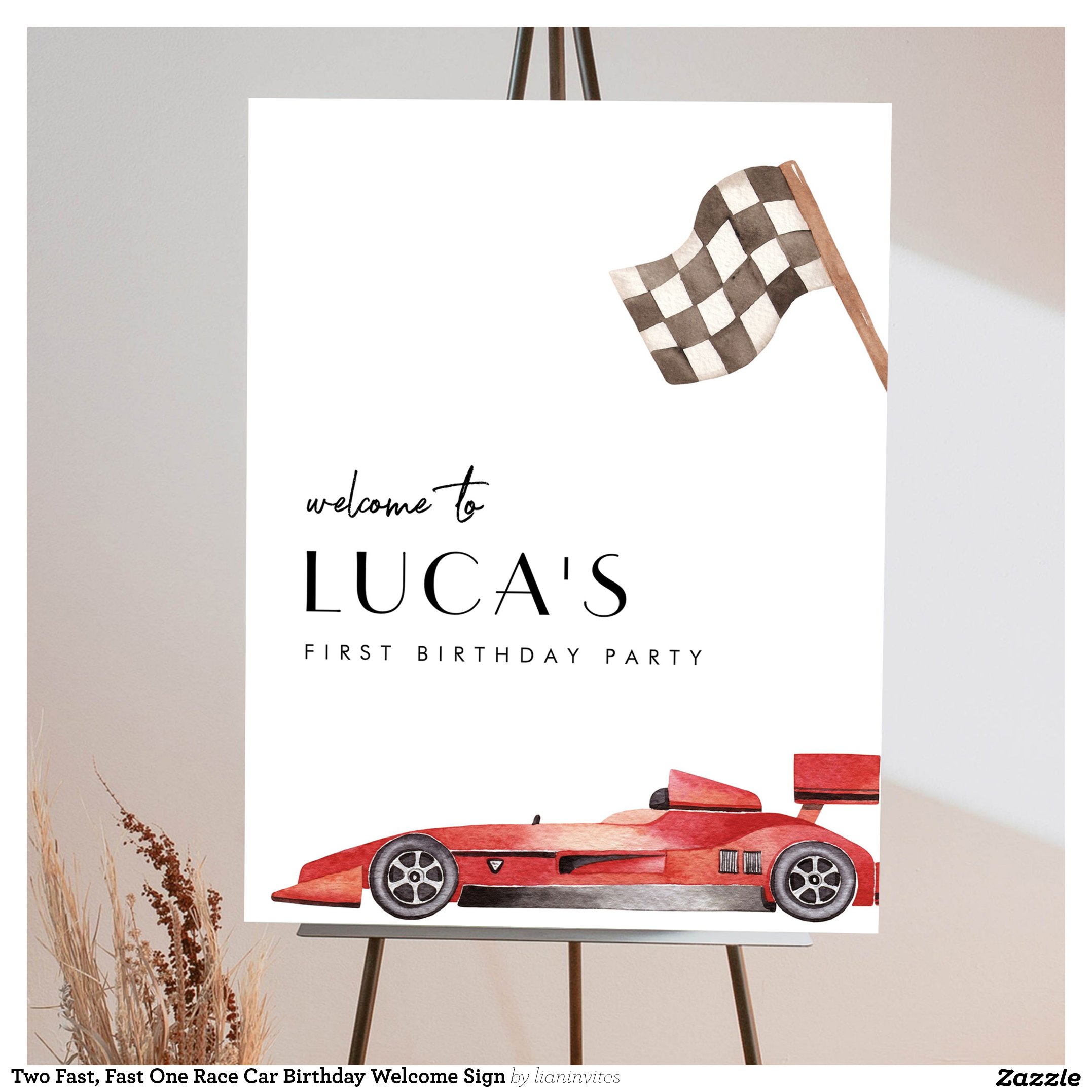 Two Fast, Fast One Race Car Birthday Welcome Sign