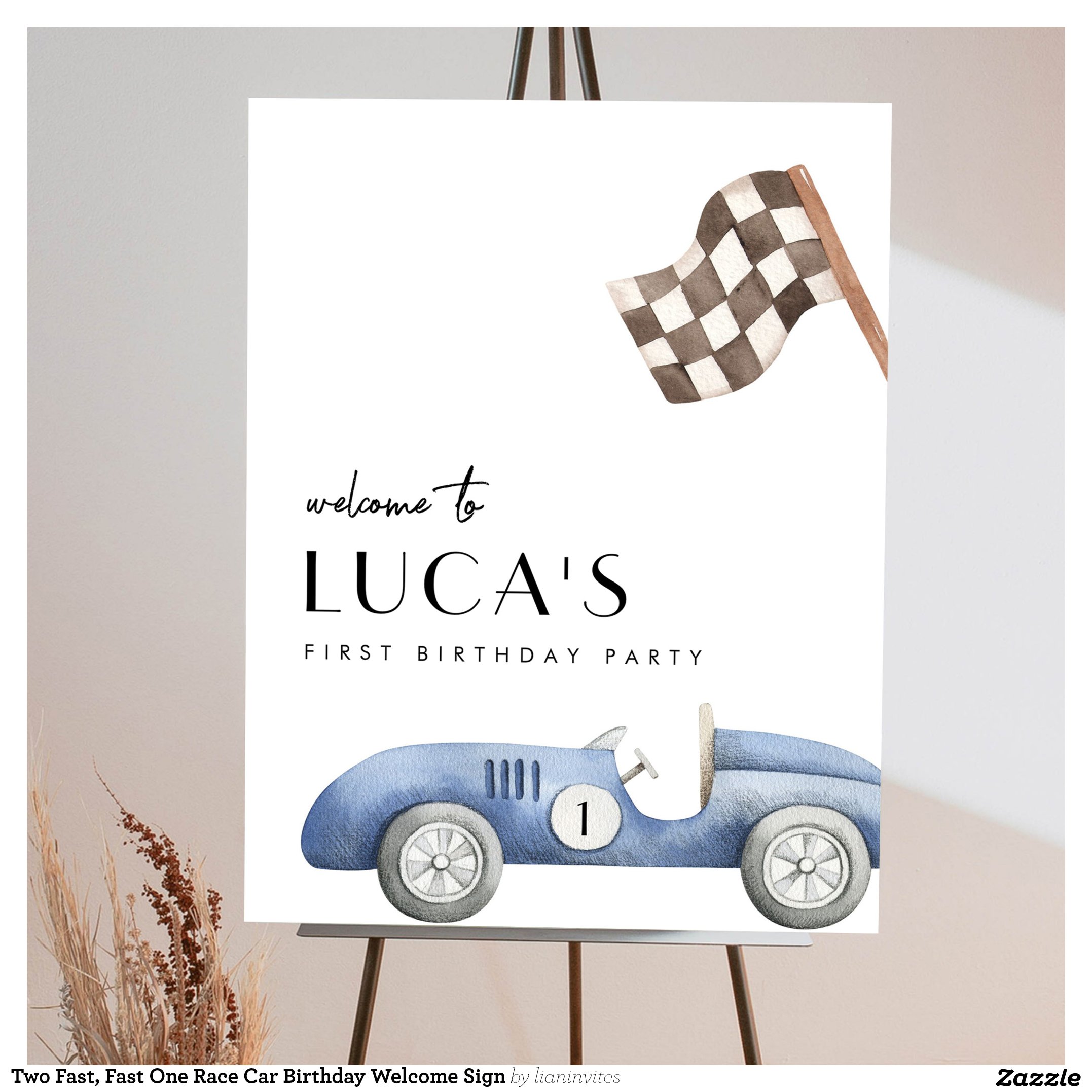 Two Fast, Fast One Race Car Birthday Welcome Sign