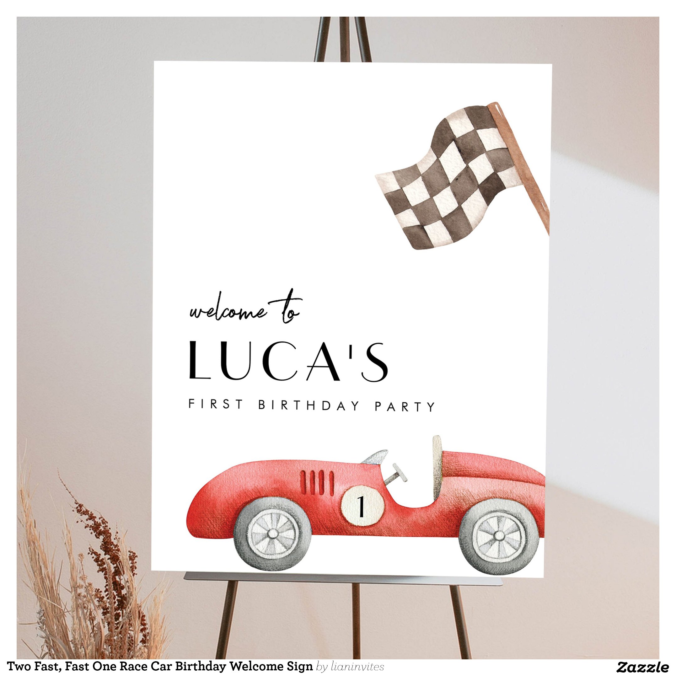 Two Fast, Fast One Race Car Birthday Welcome Sign