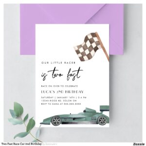 Two Fast Race Car 2nd Birthday Invitation