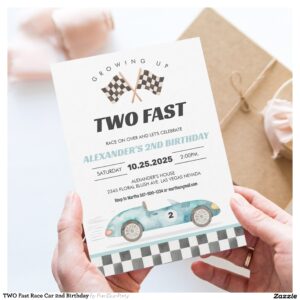 TWO Fast Race Car 2nd Birthday Invitation