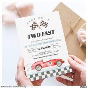 TWO Fast Race Car 2nd Birthday Invitation
