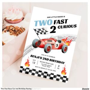 Two Fast Race Car 2nd Birthday Racing Invitation