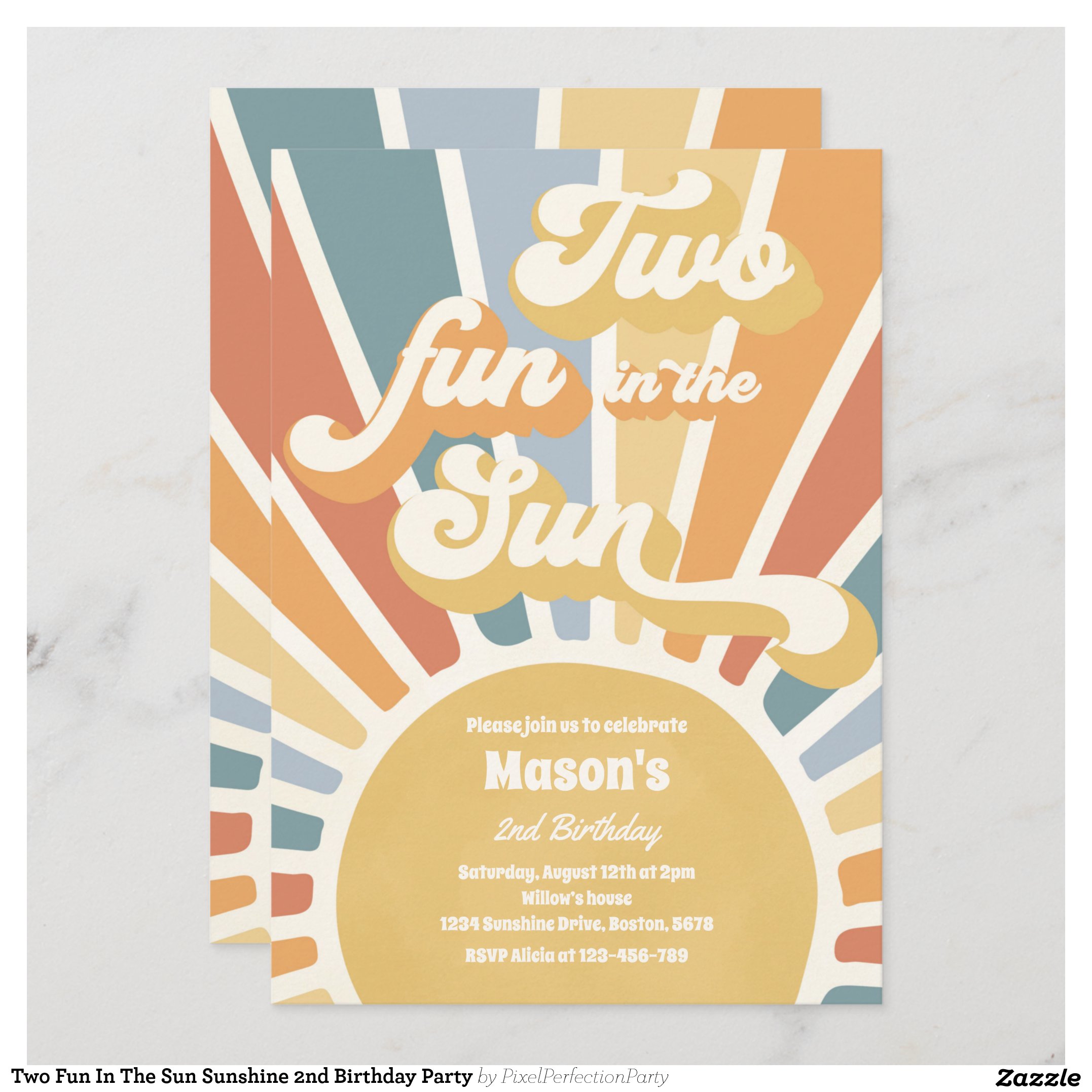 Two Fun In The Sun Sunshine 2nd Birthday Party Invitation