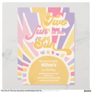 two_fun_in_the_sun_sunshine_2nd_birthday_pink_rays_invitation-r123c8ee34ab94ab1b67af2afa7531a21_tcv4j_2154 Two Fun In The Sun Sunshine 2nd Birthday Pink Rays Invitation