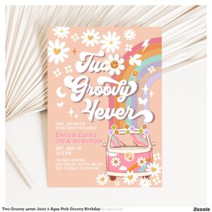 two_groovy_4ever_joint_2_ages_pink_groovy_birthday_invitation-r_zkmhm2_2154 Two Groovy 4ever Joint 2 Ages Pink Groovy Birthday Invitation
