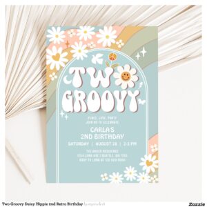 two_groovy_daisy_hippie_2nd_retro_birthday_invitation-r_zkmhnm_2154 Two Groovy Daisy Hippie 2nd Retro Birthday Invitation