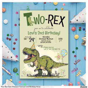 two_rex_cute_dinosaur_cartoon_2nd_birthday_party_invitation-r_vs21t6_2154 Two-Rex Cute Dinosaur Cartoon 2nd Birthday Party Invitation
