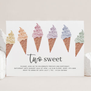 Two Sweet Icecream Birthday Invitation