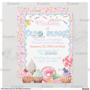 Two Sweet Second Birthday Invitation