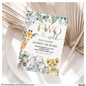two_wild_birthday_2nd_gold_jungle_animals_invitation-r_zi6pdq_2154 Two Wild Birthday 2nd Gold Jungle Animals Invitation