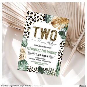 two_wild_leopard_print_jungle_birthday_invitation-r_ziko4o_2154 Two Wild Leopard Print Jungle Birthday Invitation
