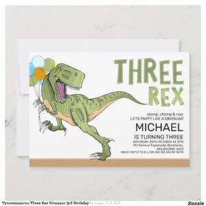tyrannosaurus_three_rex_dinosaur_3rd_birthday_invitation-r5ccacf7c8a3d49e998a7149d64ef1fa3_tcvt0_2154 Tyrannosaurus Three Rex Dinosaur 3rd Birthday Invitation