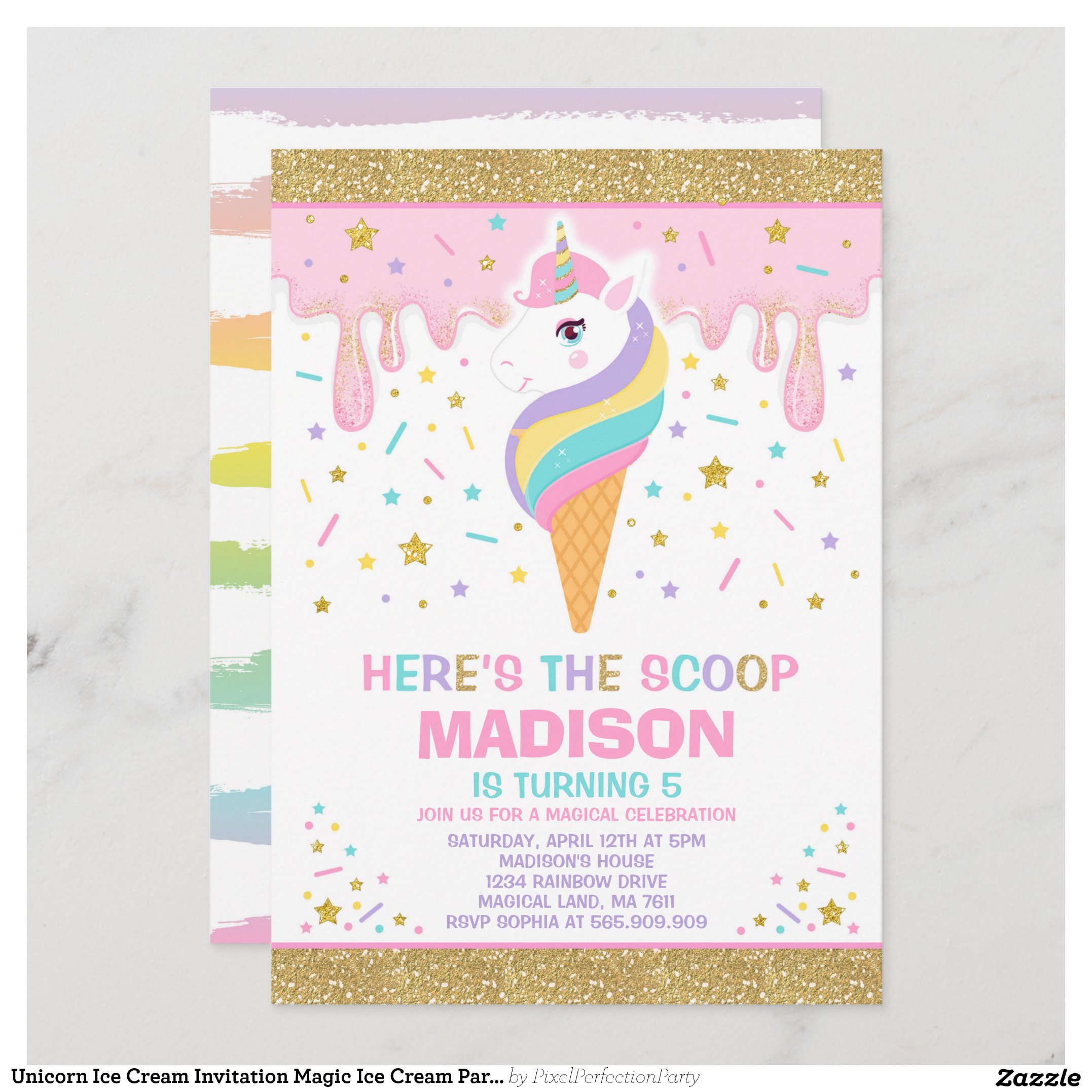 Unicorn Ice Cream Invitation Magic Ice Cream Party