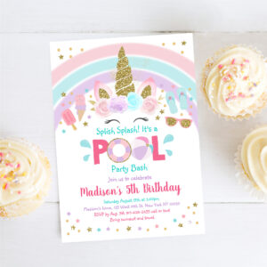 unicorn_rainbow_pool_party_birthday_invitation-r_avu1ky_2154 Unicorn Rainbow Pool Party Birthday Invitation