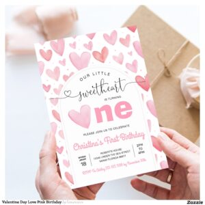 Valentine Day Love Pink Birthday Invitation