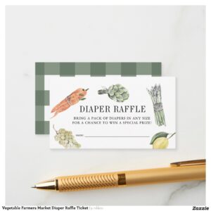 Vegetable Farmers Market Diaper Raffle Ticket Enclosure Card