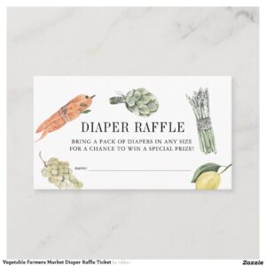 Vegetable Farmers Market Diaper Raffle Ticket Enclosure Card