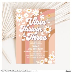 vibin_thrivin_and_three_earthy_retro_birthday_invitation-r_zkma6g_2154 Vibin' Thrivin' And Three Earthy Retro Birthday Invitation