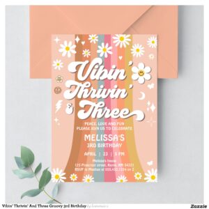 vibin_thrivin_and_three_groovy_3rd_birthday_invitation-r_ze8v1l_2154 Vibin' Thrivin' And Three Groovy 3rd Birthday Invitation