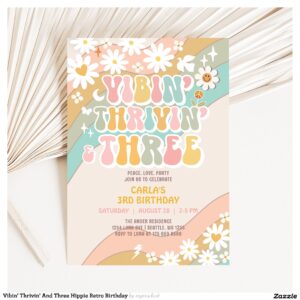 vibin_thrivin_and_three_hippie_retro_birthday_invitation-r_zkmab2_2154 Vibin' Thrivin' And Three Hippie Retro Birthday Invitation