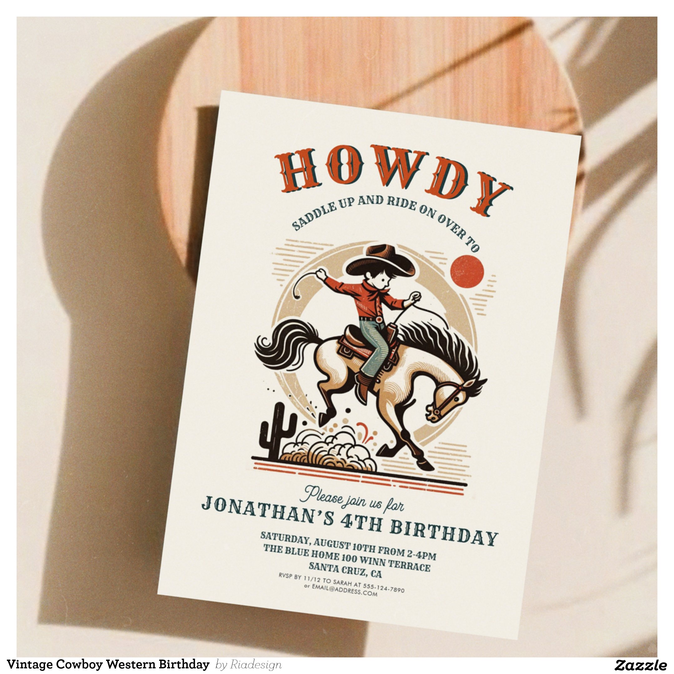 Vintage Cowboy Western Birthday Invitation