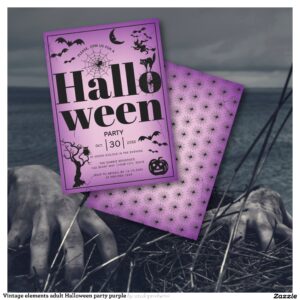 vintage_elements_adult_halloween_party_purple_invitation-r_vs0isa_2154 Vintage elements adult Halloween party purple Invitation