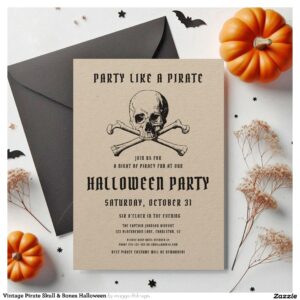 vintage_pirate_skull_bones_halloween_invitation-r_wradbl_2154 Vintage Pirate Skull & Bones Halloween Invitation