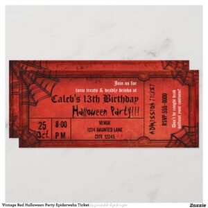 vintage_red_halloween_party_spiderwebs_ticket_invitation-rd0adab75eddb4c399393bb8845fd1199_tcvme_2154 Vintage Red Halloween Party Spiderwebs Ticket Invitation