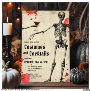 vintage_skeleton_bloody_adult_halloween_invite-r_w395nz_2154 Vintage Skeleton Bloody Adult Halloween Invite