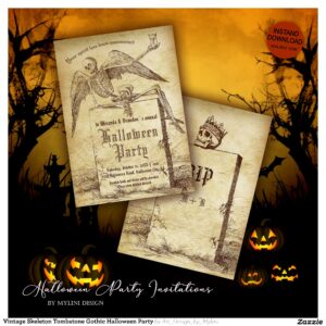 vintage_skeleton_tombstone_gothic_halloween_party_invitation-r_wxsqle_2154 Vintage Skeleton Tombstone Gothic Halloween Party Invitation