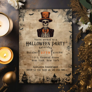 vintage_skull_top_hat_adult_halloween_party_invitation-r_8x8qme_2154 Vintage Skull Top Hat Adult Halloween Party Invitation
