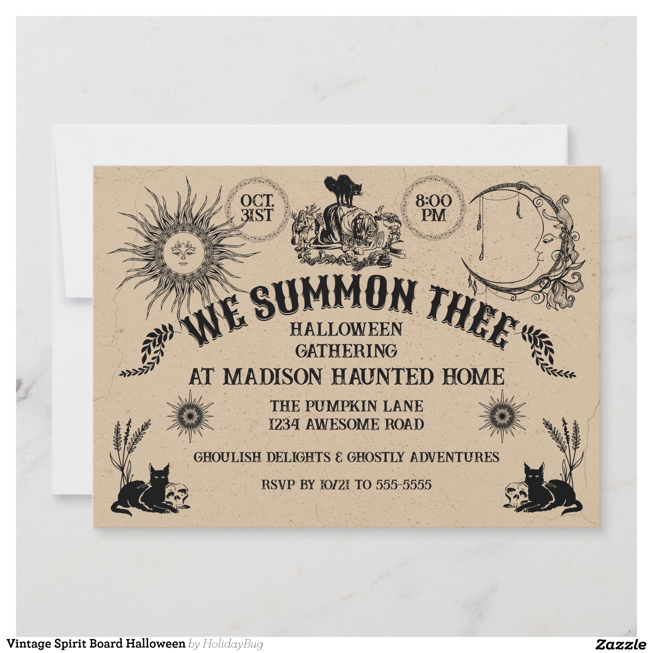 Vintage Spirit Board Halloween Invitation