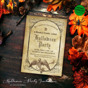 vintage_victorian_mirror_gothic_skeleton_halloween_invitation-r_8x9ds4_2154 Vintage Victorian Mirror Gothic Skeleton Halloween Invitation