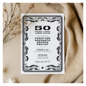 vintage_western_black_white_cowboy_rustic_birthday_invitation-r_xyrofc_2154 Vintage Western Black White Cowboy Rustic Birthday Invitation