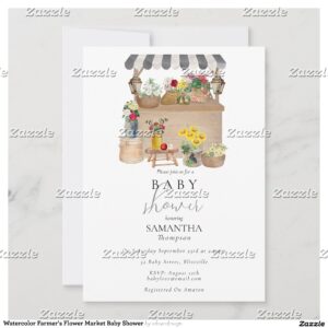 Watercolor Farmer's Flower Market Baby Shower Invitation
