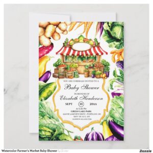 Watercolor Farmer's Market Baby Shower Invitation
