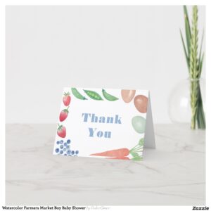 Watercolor Farmers Market Boy Baby Shower Thank You Card