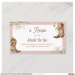Watercolor Floral Boots & Brunch Bridal Shower Enclosure Card